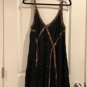 Free People | Boho-chic black beaded dress